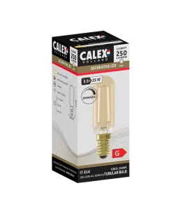 CALEX BUIS T25 GOUD STRAIGHT FILAMENT 220-240V 3.5W 250LM 2100K E14 DIMBAAR MET LED DIMMER