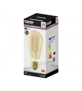 CALEX RUSTIEK ST64 GOUD MET DAG EN NACHT SENSOR STRAIGHT FILAMENT 220-240V 4.5W 470LM 2100K E27 NIET DIMBAAR