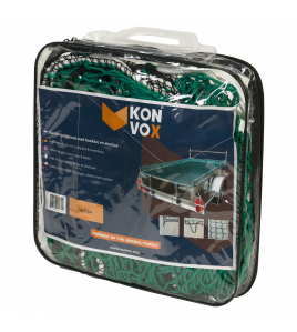 KONVOX AANHANGWNET MET HOEKLUS EN ELASTIEK 1,4X2,5M GROEN