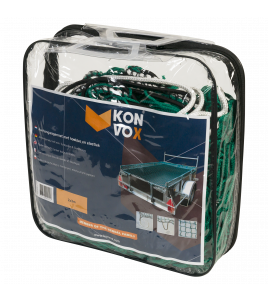KONVOX AANHANGWNET MET HOEKLUS EN ELASTIEK 2X3M GROEN