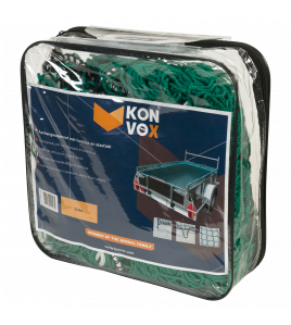 KONVOX AANHANGWNET MET HOEKLUS EN ELASTIEK 2X4M GROEN
