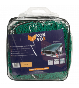 KONVOX AANHANGWNET MET HOEKLUS EN ELASTIEK 2X3,5M GROEN