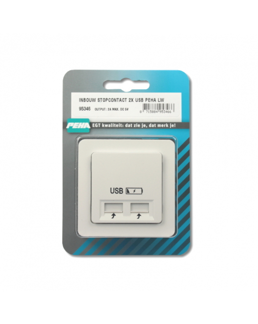 INBOUW STOPCONTACT 2X USB PEHA LW