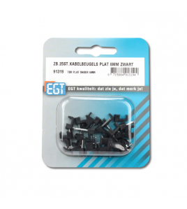 25 STUKS KABELBEUGEL PLAT 6MM ZWART