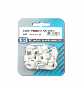 25 STUKS KABELBEUGEL ROND 8MM WIT