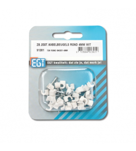 25 STUKS KABELBEUGEL ROND 4MM WIT