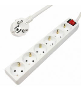 STEKKERDOOS 6 WEG+SCHAK+RA+1,5M WIT