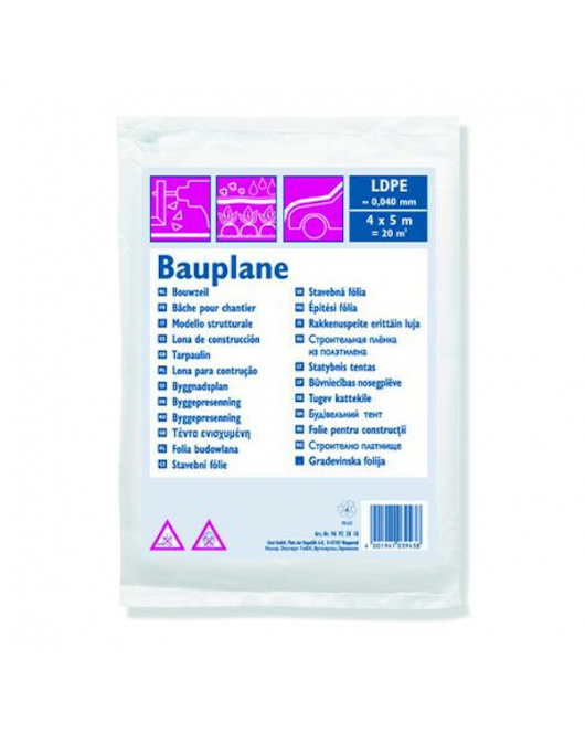 BOUWFOLIE LDPE 0,040MM 4X5M TRANSPARANT