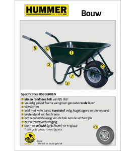 KRUIWAGEN HUMMER 85L.STAAL RONDNEUS GROEN