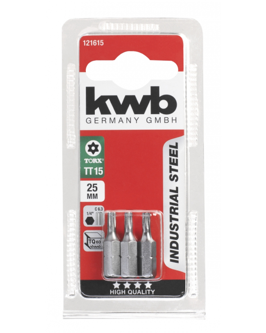 3 BITS 25 MM T-TORX 15 KAART