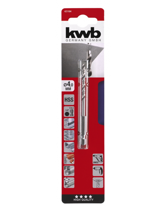 HSS BOOR 1/4'' 6-KANT, 4 MM