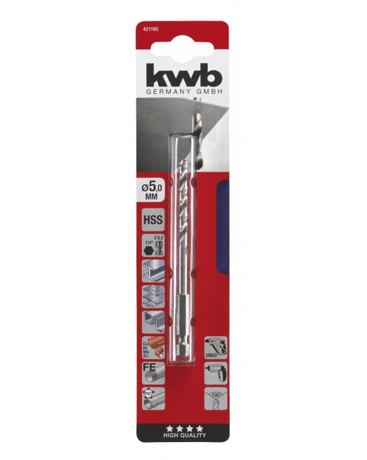 HSS BOOR 1/4'' 6-KANT, 5 MM
