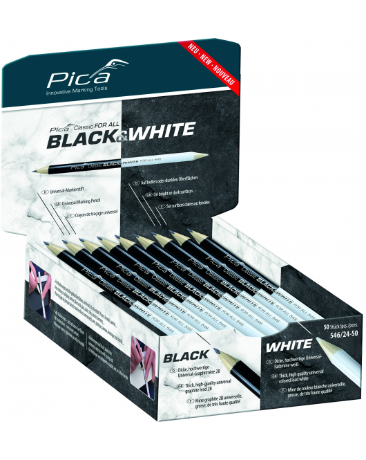 PICA 50 STUKS, 546/24 POTLOOD BLACK & WHITE