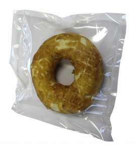 WIT BUFFELHUID DONUT 10 CM MET KIP 1-PACK