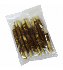 WITTE BUFFELHUID ROLLSTICK 13CM MET EEND 8-PACK