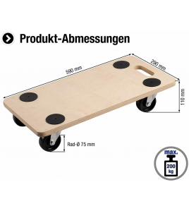 MEUBELROLLER 590X290 SH/PP 200KG W