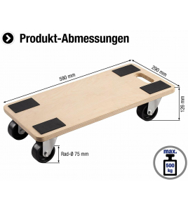 MEUBELROLLER 590X290 SH/PP 500KG W