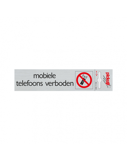 BORD ALULOOK MOBIELE TELEFOONS VERBODEN 165X44 MM ZELFKLEVEND