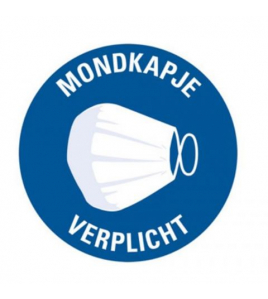 STICKER MONDKAPJE VERPLICHT (MET TEKST NL) 150 MM ROND