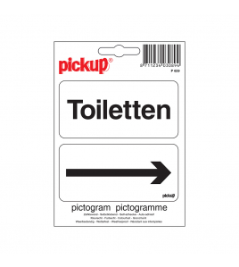 STICKER TOILETTEN MET PIJL (2 OP 1) 100X100 MM