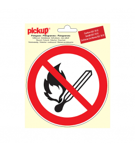 STICKER VUUR &amp; OPEN VLAM VERBODEN 150 MM ROND