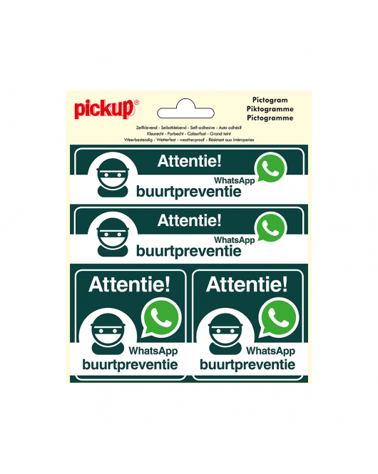 STICKER WHATSAPP BUURTPREVENTIE 150X150 MM 4 STUKS