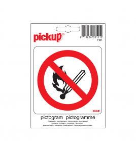 STICKER VUUR &amp; OPEN VLAM VERBODEN 100X100 MM