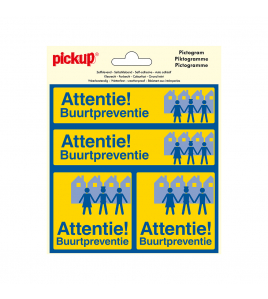 STICKER ATTENTIE BUURTPREVENTIE 150X150 MM 4 STUKS