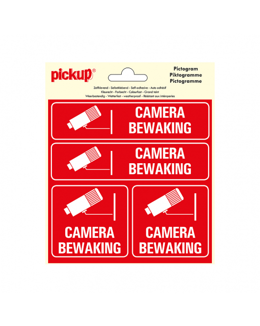 STICKER CAMERABEWAKING 150X150 MM 4 STUKS