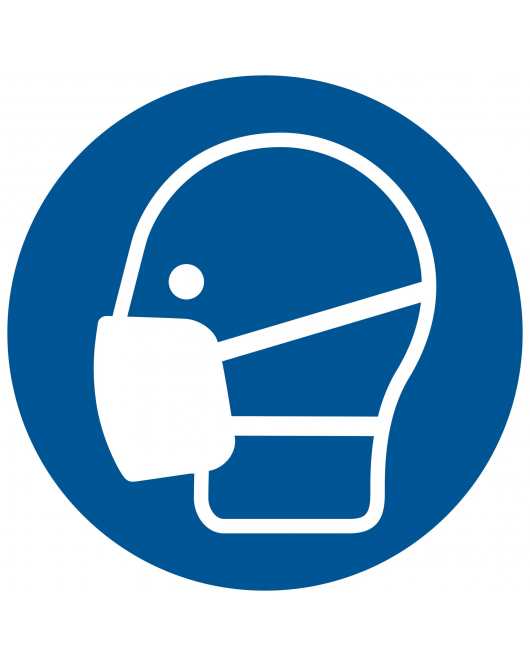 STICKER MONDKAPJE VERPLICHT 150 MM ROND