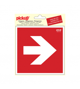 STICKER ROOD MET PIJL 150X150 MM