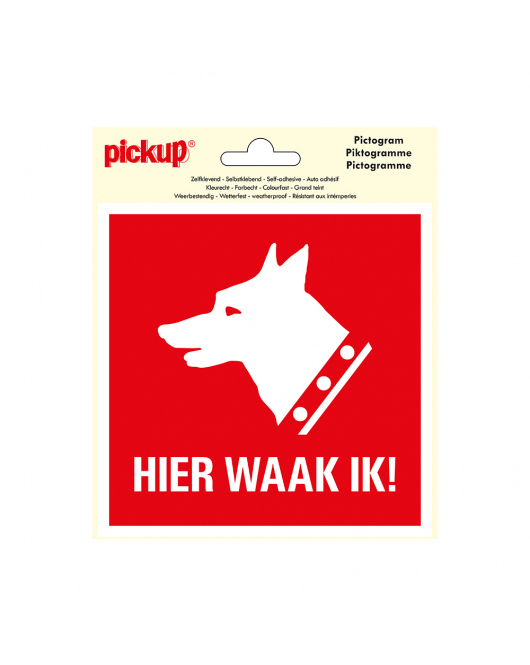 STICKER HIER WAAK IK ! 150X150 MM