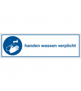 STICKER HANDEN WASSEN VERPLICHT 45X150 MM
