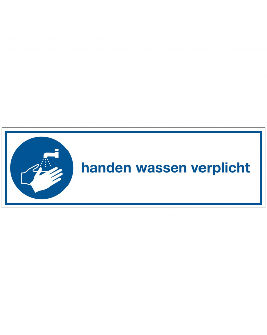 STICKER HANDEN WASSEN VERPLICHT 45X150 MM