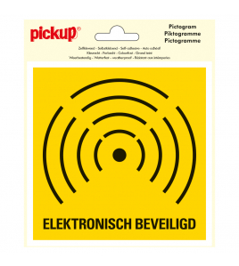 STICKER ELEKTRONISCH BEVEILIGD 150X150 MM