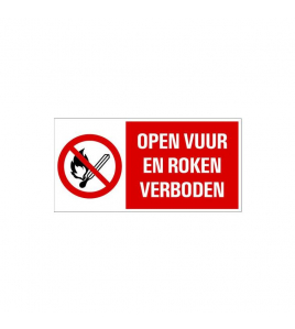 BORD OPEN VUUR EN ROKEN VERBODEN 150X300 MM