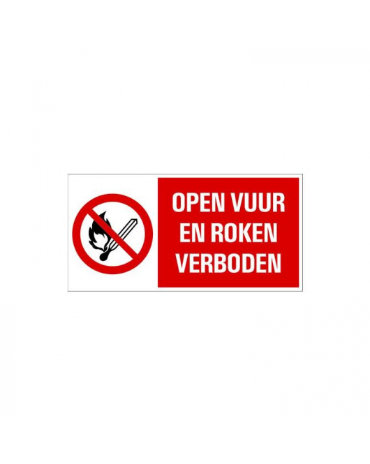 BORD OPEN VUUR EN ROKEN VERBODEN 150X300 MM