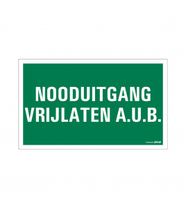 BORD NOODUITGANG VRIJLATEN A.U.B. 330X200 MM