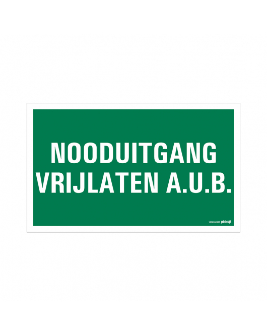 BORD NOODUITGANG VRIJLATEN A.U.B. 330X200 MM