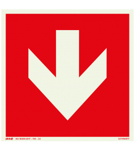 BORD ROOD MET PIJL FTLM 150X150 MM ZELFKLEVEND