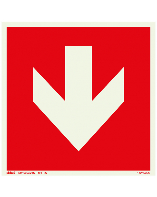 BORD ROOD MET PIJL FTLM 150X150 MM ZELFKLEVEND