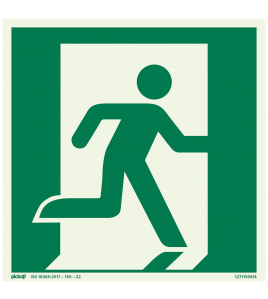 BORD NOODUITGANG RECHTS FTLM 150X150 MM ZELFKLEVEND