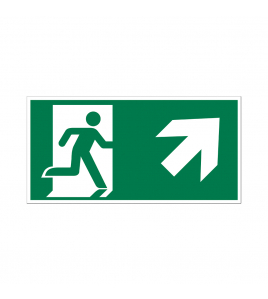 BORD NOODUITGANG NAAR BOVEN RECHTS 150X300 MM