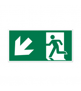 BORD NOODUITGANG NAAR BENEDEN LINKS 150X300 MM