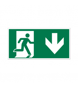 BORD NOODUITGANG NAAR BENEDEN 150X300 MM