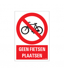 BORD GEEN FIETSEN PLAATSEN 230X330 MM