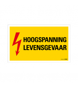 BORD HOOGSPANNING, LEVENSGEVAAR 330X200 MM