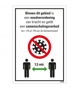 BORD NOODVERORDENING &amp; SAMENSCHOLING 230X330 MM