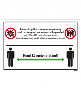 BORD NOODVERORDENING &amp; SAMENSCHOLING 230X330 MM