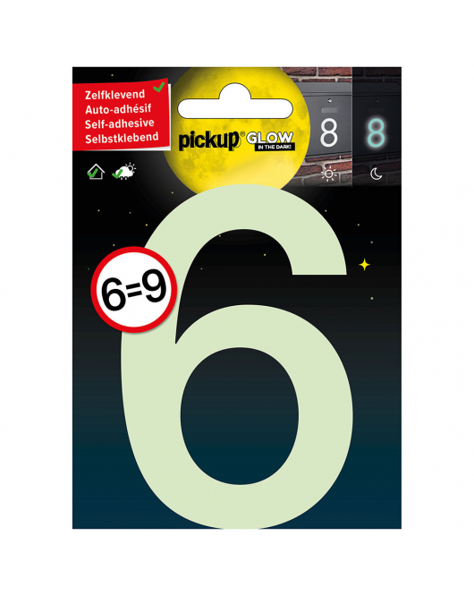 GLOW IN THE DARK NUMMER 6=9 100 MM ZELFKLEVEND